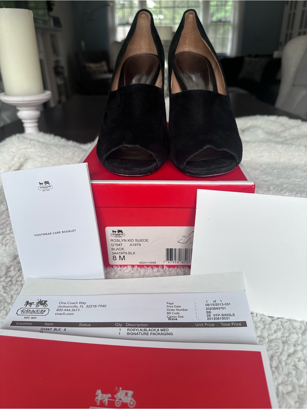 Coach Black Suede Roslyn Peep-Toe Heels